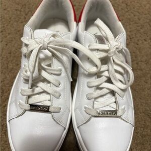 Valentino by Mario Valentina Womens Sela Leather Sneakers in White Red